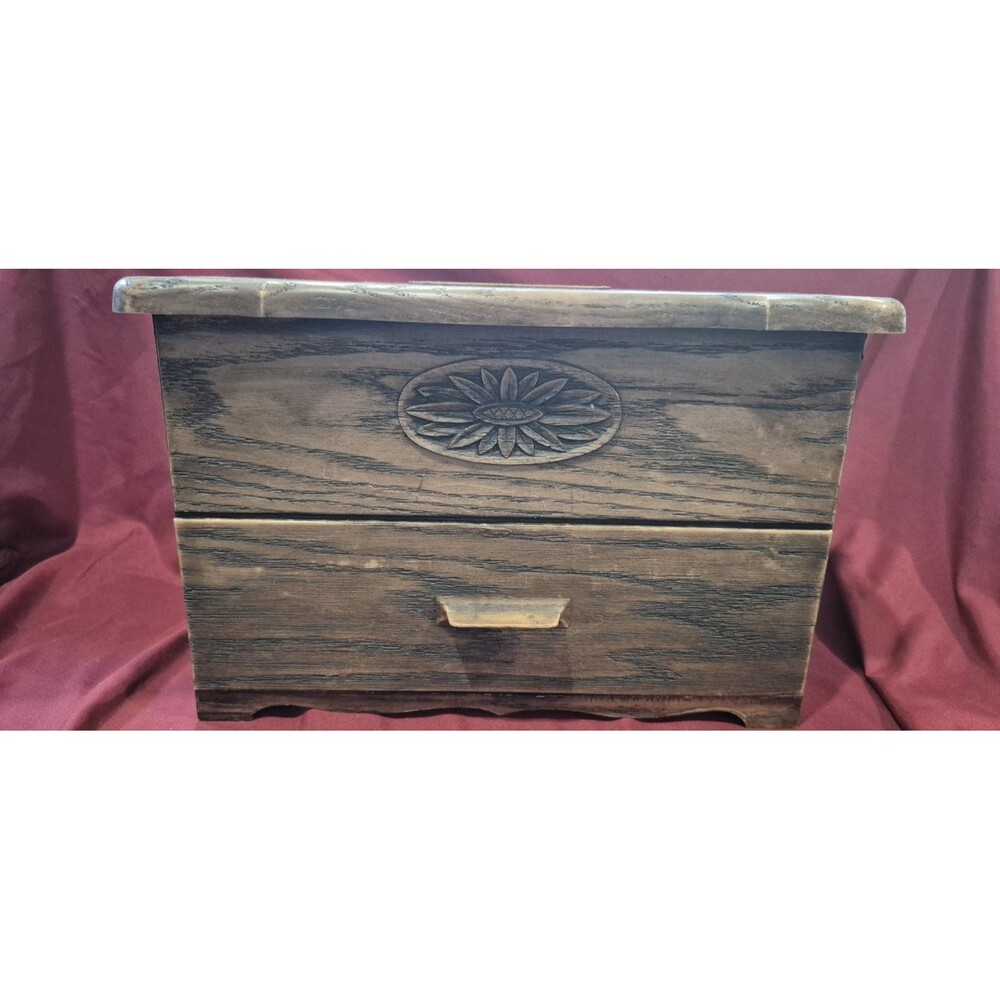 Vintage 1960’s Lerner Recipe Jewelry Box Trinket Box Wood Grain Plastic